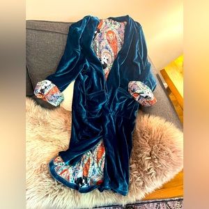 Teal Velvet and Colorful Panda inside SizE Large